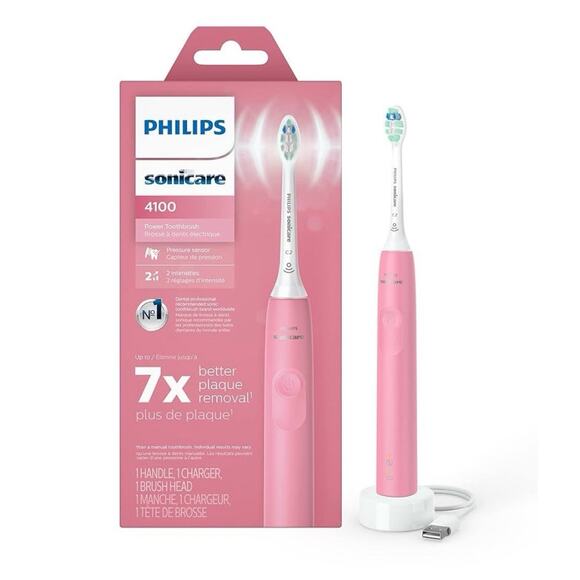 Philips Sonicare 4100 Power Toothbrush with Pressure Sensor Pink HX3681/26 - Picture 1 of 4